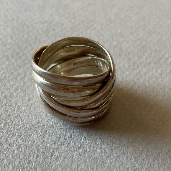 Silver Multi-Band Woven Ring M377 - Picture 3 of 6